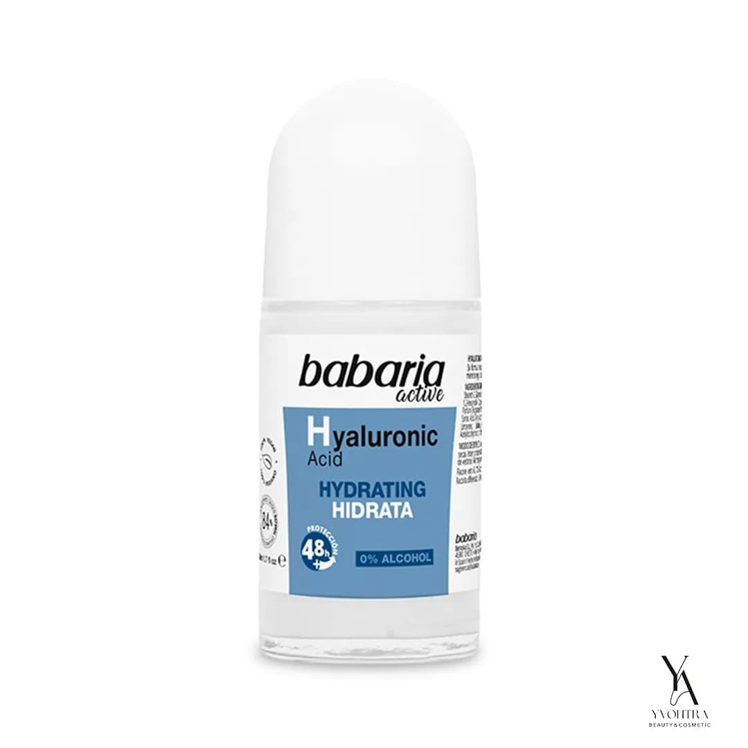 رول ضدتعریق هیالورونیک اسید باباریا BABARIA آبرسان و نرم کننده پوست 48 ساعته حجم 50 میل