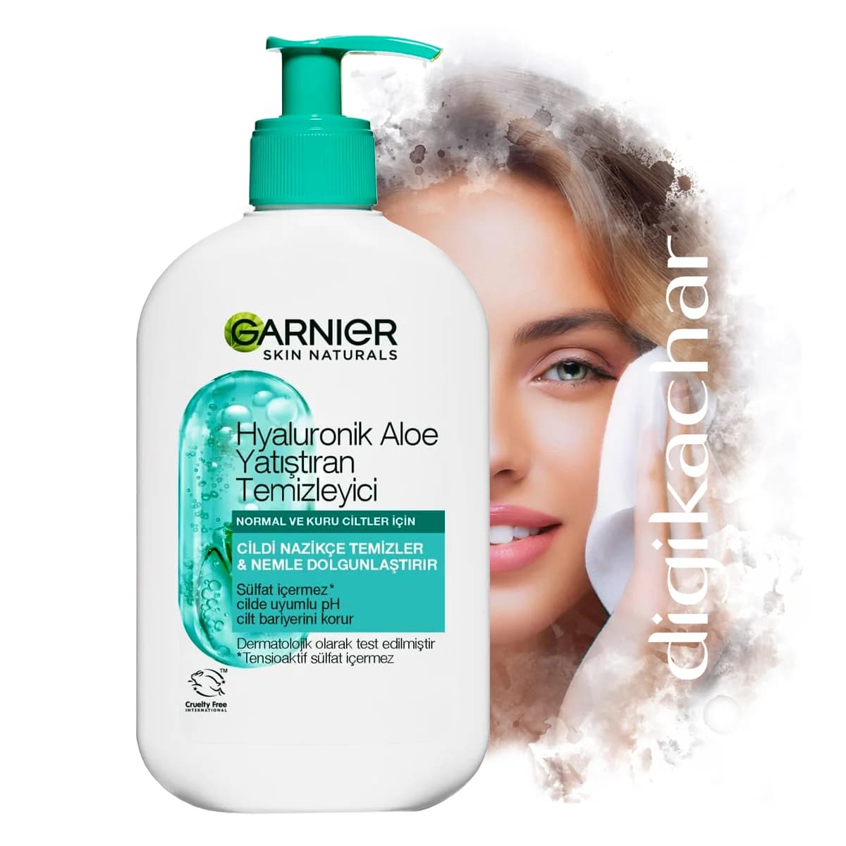 شوینده کرمی صورت گارنیر سری Skin Naturals مدل Garnier Hyaluronik Aloe ضد لک و مرطوب کننده حاوی عصاره آلوئه ورا بدون سولفات حجم 250 میل — تصویر ۶