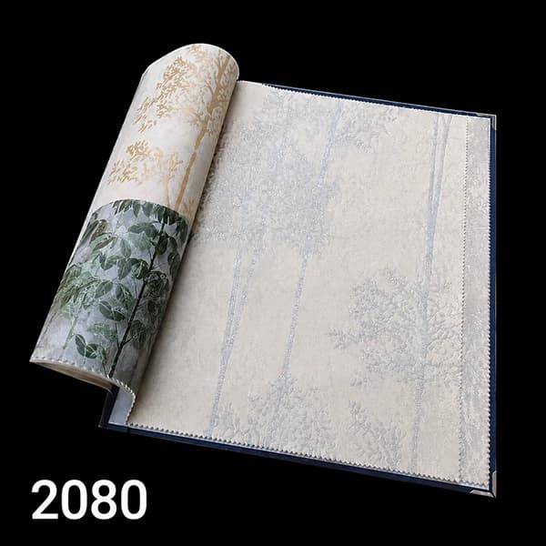 کاغذ دیواری استوک خارجی قابل شستشو (طرح درخت و شاخه طوسی) قیمت ویژه