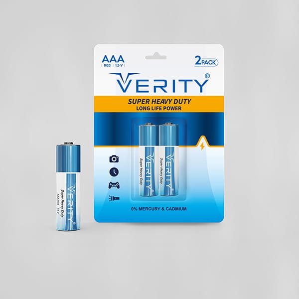 باتری دوتایی نیم قلمی Verity Super Heavy Duty R03 1.5V AAA — تصویر ۸