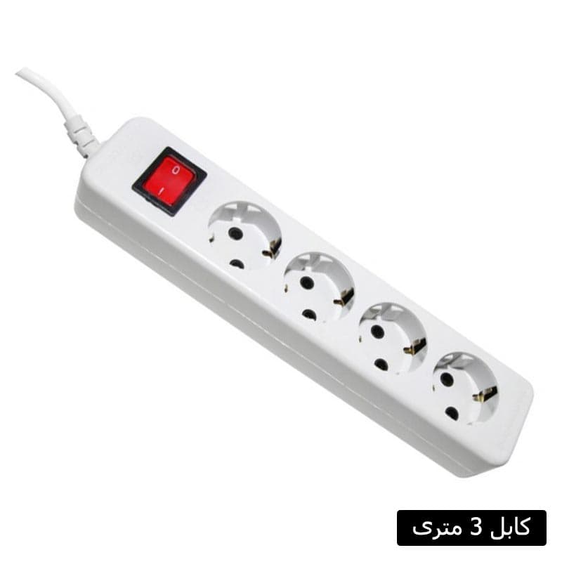 چند راهی برق چهار خانه بدون ارت پارت الکتریک مدل شهاب با کابل 3 متری