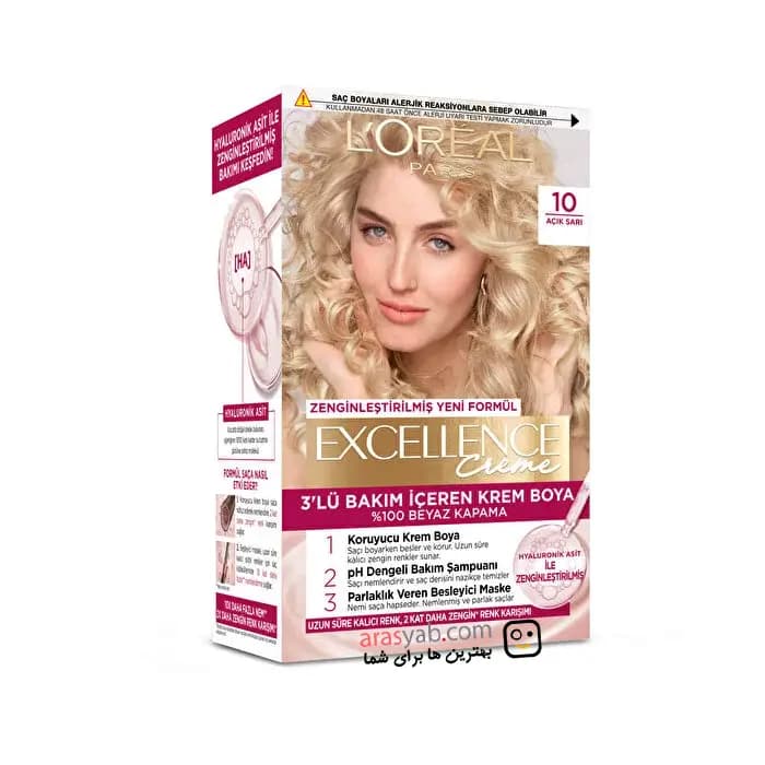 کیت رنگ موی لورآل شماره 10 بلوند روشن loreal excellence — تصویر ۳
