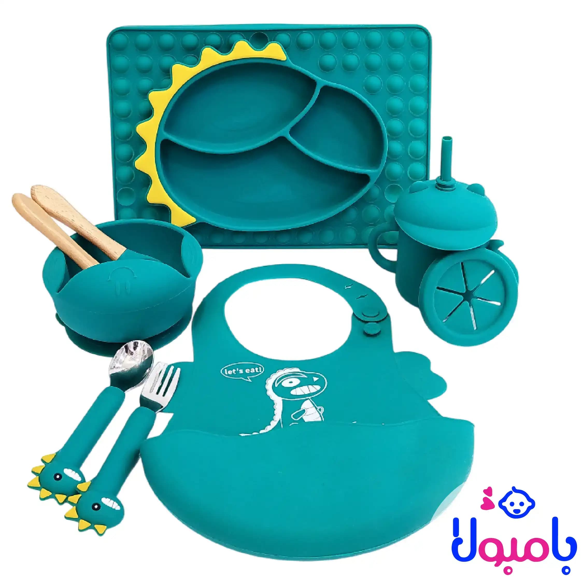 ست سیلیکونی غذاخوری کودک طرح دایناسور