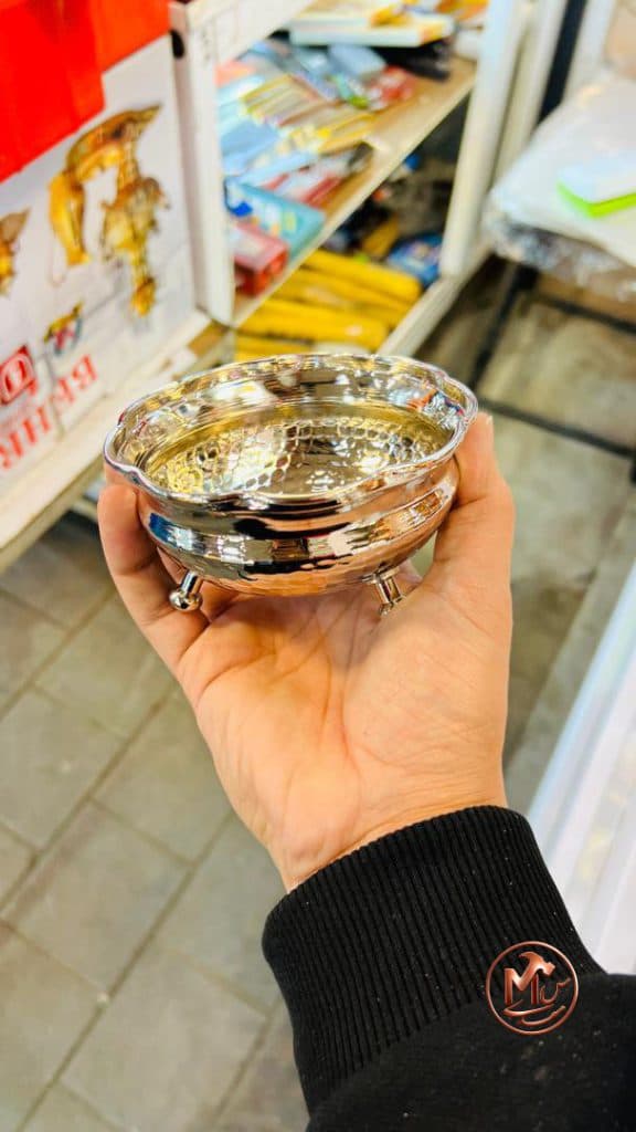 پیاله مسی کروم چکشی