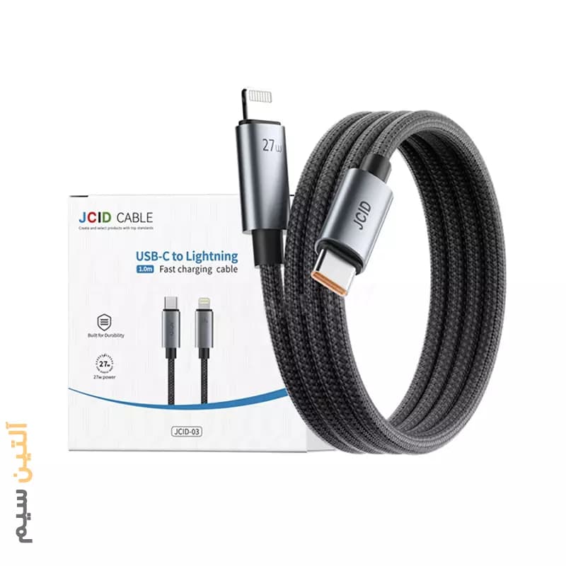 کابل شارژ مشکی تایپ سی به لایتنینگ 27 وات JCID LIGHTNING CABLE — تصویر ۵