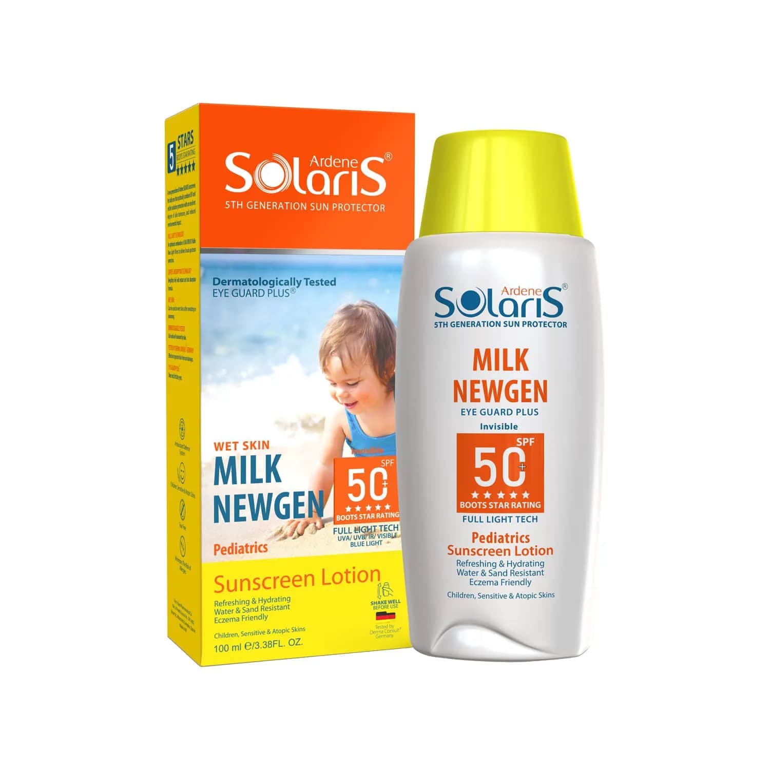 لوسیون ضد آفتاب کودک آردن سولاریس مدل Milk Newgen با +SPF50 حجم 100 میلی لیتر — تصویر ۵