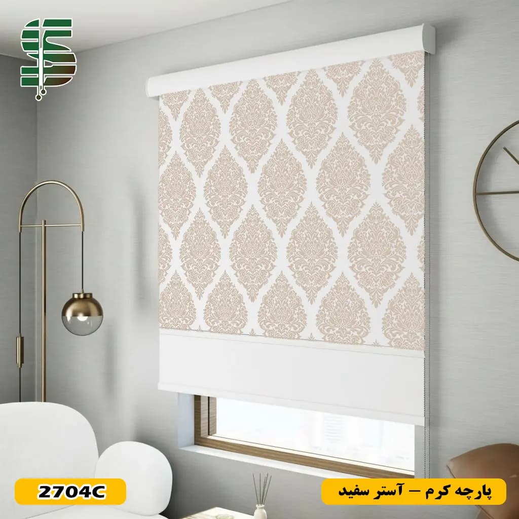 پرده شب و روز طرح گل کلاسیک کد 2704 در 2 رنگ — تصویر ۹