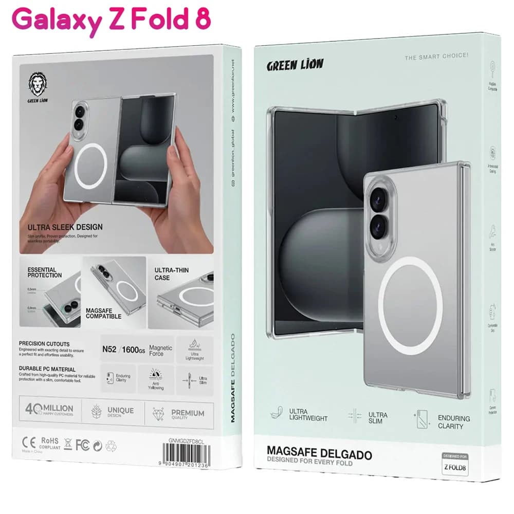 قاب مگ سیف Delgado تمام شفاف Galaxy Z Fold 8 مارک Green Lion — تصویر ۱۰