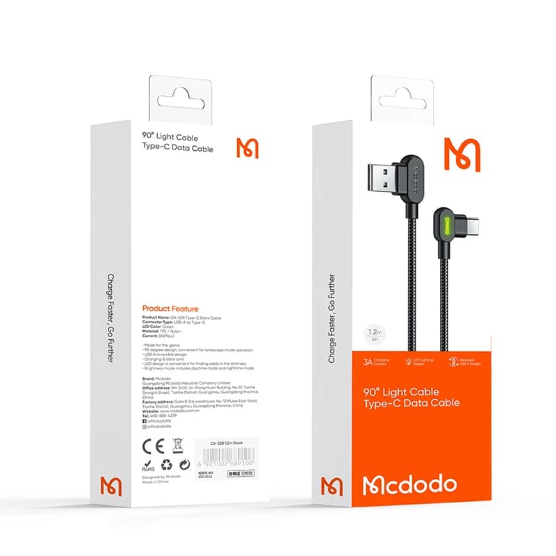 کابل شارژ USB به Type-C نود درجه 1.8 متری مک دودو مدل 5282 — تصویر ۴