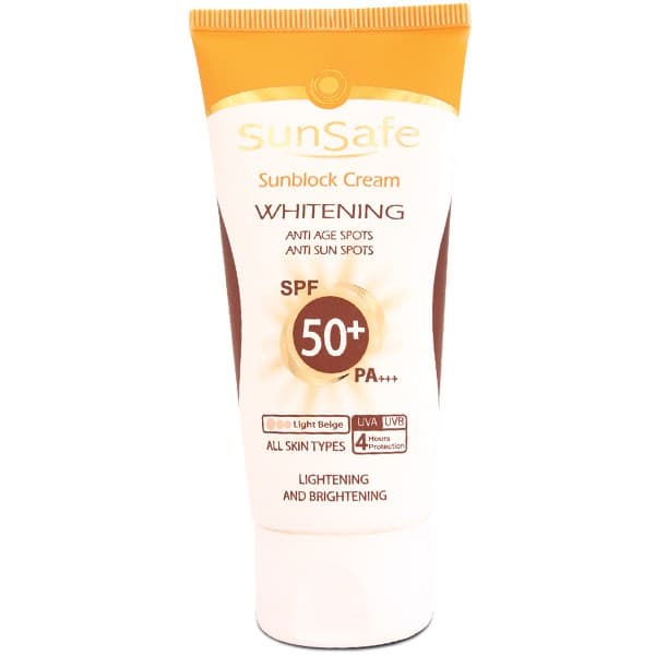 كرم ضد آفتاب رنگی سان سيف، مدل SPF50، مناسب انواع پوست تنالیته رنگ روشن و حجم 50 میلیلیتر، محافظت کننده در برابر اشعه UVA و UVB، مرطوب کننده، +++ PA، ضد لک، روشن کننده، ضد چروک، دارای فرمولاسیون فیزی — تصویر ۴