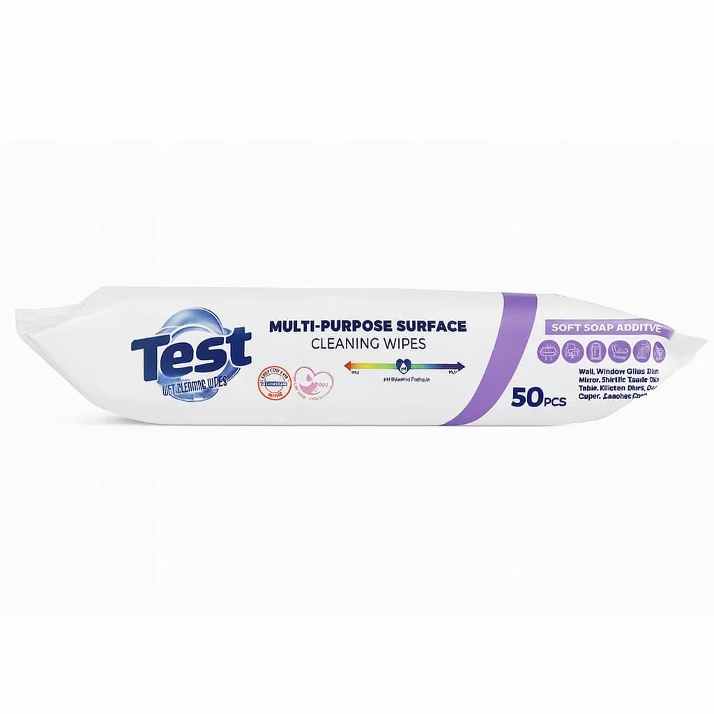 دستمال مرطوب چندمنظوره پاککننده سطوح رایحه لاوندر 50عددی تست Test — تصویر ۵
