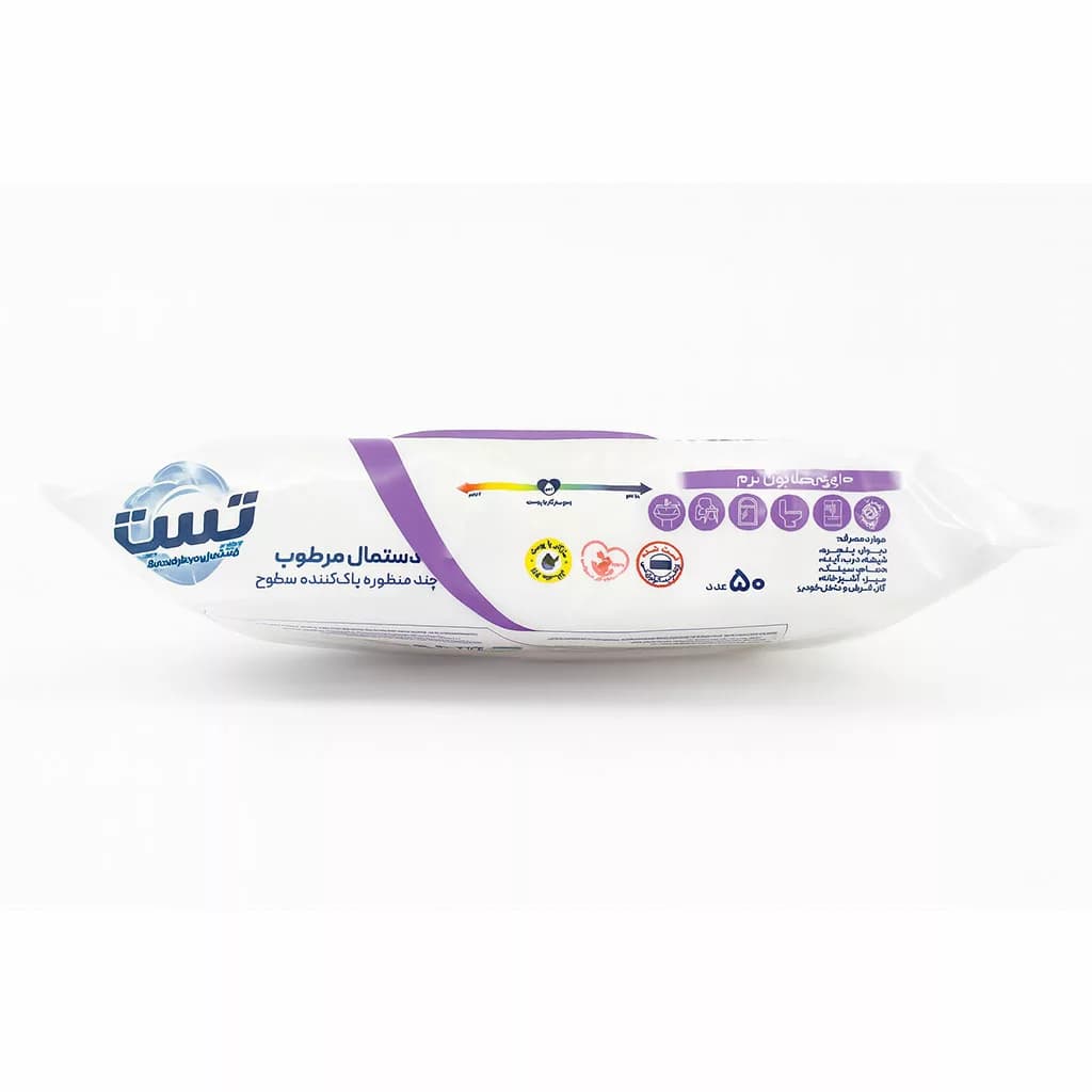 دستمال مرطوب چندمنظوره پاککننده سطوح رایحه لاوندر 50عددی تست Test — تصویر ۱۰
