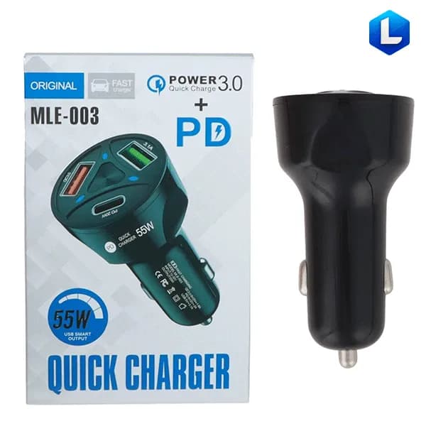 شارژر فندکی PD فست سه پورت مدل MLE-003 55W — تصویر ۶
