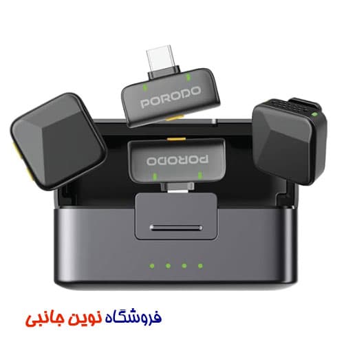 میکروفن بی سیم یقه ای پرودو مدل PDLAMPHF75BK ا Porodo Orion Lavalier Microphone Type-C & Lightning (تک/عمده) — تصویر ۵