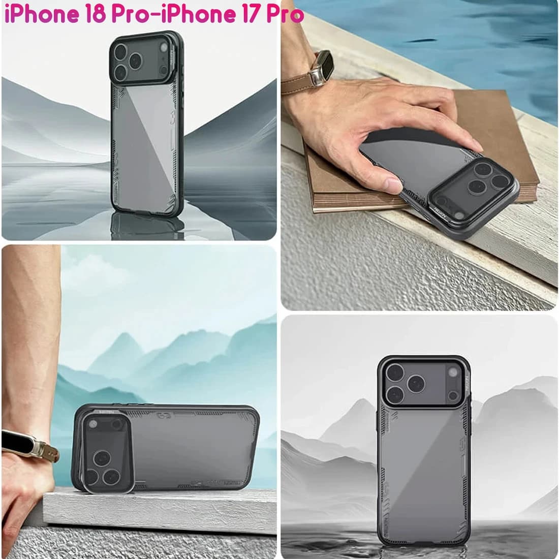 قاب کریستالی کمرا استند شیشهای iPhone 18 Pro مارک نیلکین مدل Iceblade Prop — تصویر ۱۱