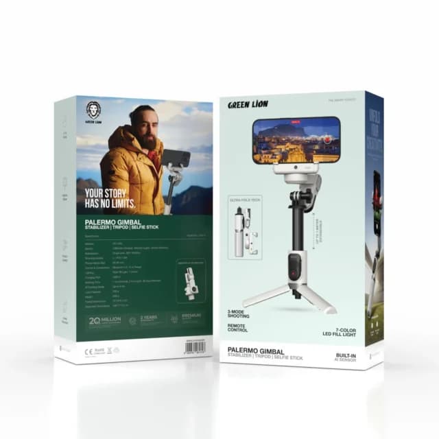 گیمبال و استابلایزر هوشمند موبایل گرین لاین Green Lion Palermo Gimbal Tripod Stand with Remote Control — تصویر ۹