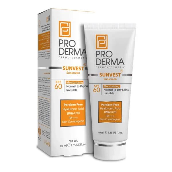کرم ضد آفتاب و مرطوب کننده پرودرما SPF60 مناسب پوست های معمولی و خشک ۴۰ میلی لیتر — تصویر ۲