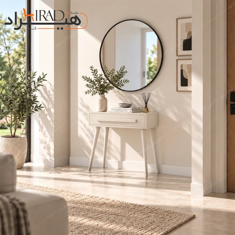 کنسول سفید کشودار پایه چوبی هیراد مدل B145 — تصویر ۲