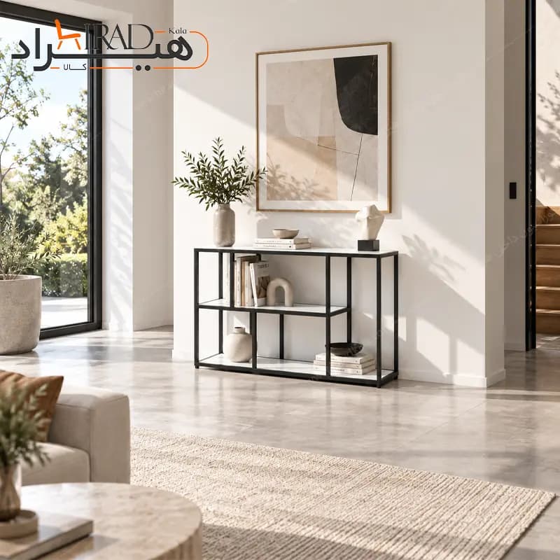 کنسول فلزی دو طبقه صفحه سفید هیراد مدل B144 — تصویر ۲