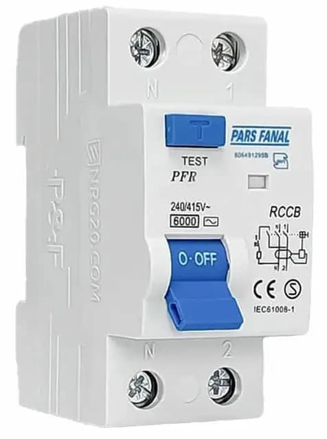 محافظ جان 25 آمپر دو پل تک فاز پارس فانال (RCD) | PFR-62