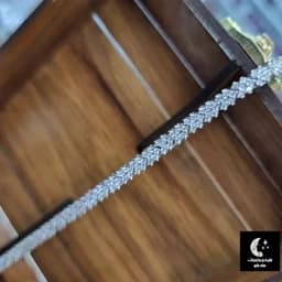 دستبند نقره زنانه باعیار 925 استاندارد و آبکاری طلا سفید — تصویر ۲