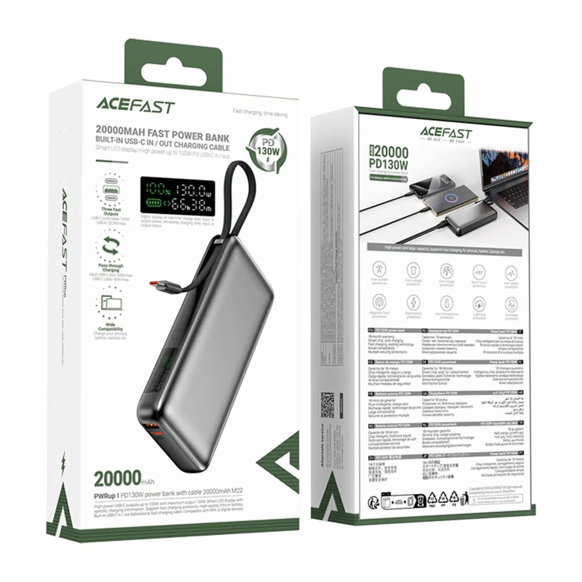 پاوربانک ایس فست مدل M22 PD130W GaN ظرفیت 20000 میلی آمپر ساعت — تصویر ۳
