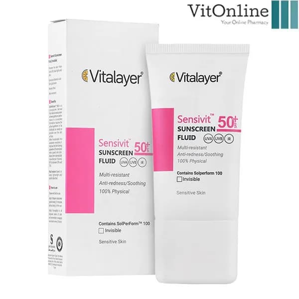 فلوئید ضد آفتاب سنسی ویت SPF50 حجم 50 میل بی رنگ ویتالایر