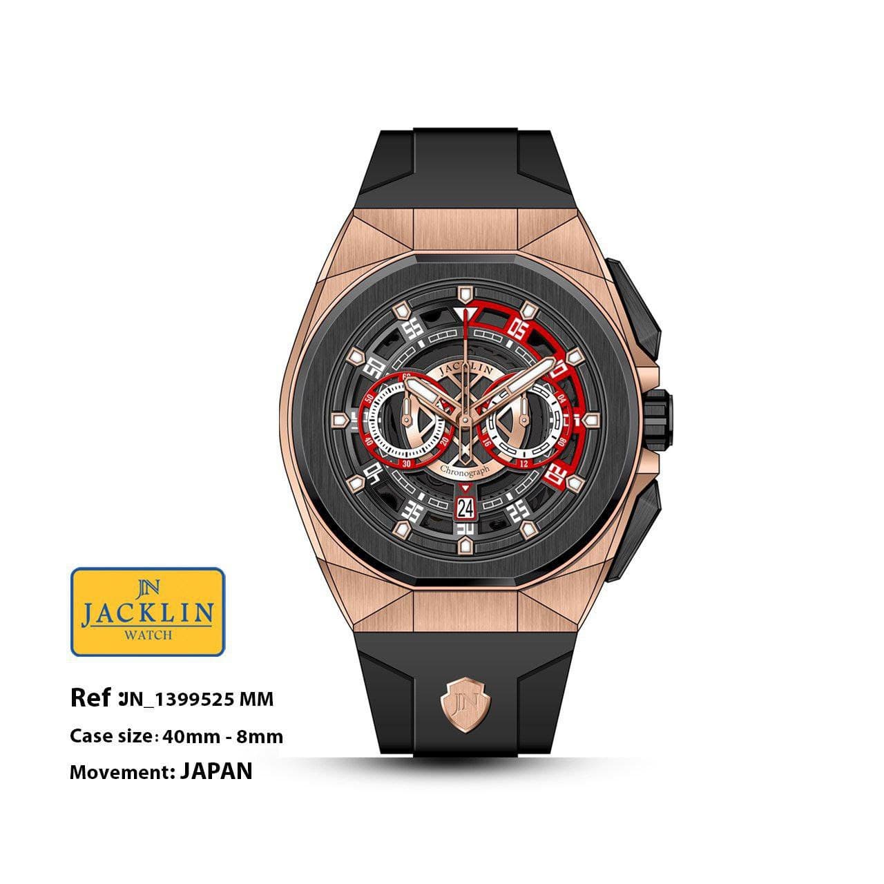 ساعت مردانه اسپرت اورجینال جَکلین مدل JN-1399525 موتور کوارتز ژاپن کیفیت عالی رنگ ثابت سایز 40 میلیمتر کرنوگراف کد 1924779 — تصویر ۸