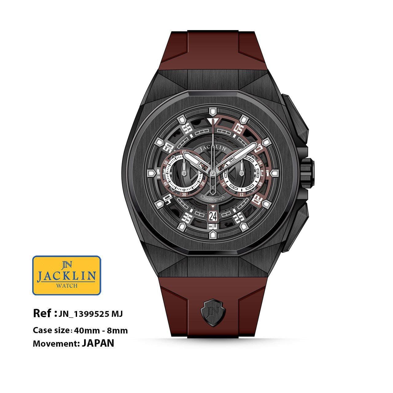 ساعت مردانه اسپرت اورجینال جَکلین مدل JN-1399525 موتور کوارتز ژاپن کیفیت عالی رنگ ثابت سایز 40 میلیمتر کرنوگراف کد 1924779 — تصویر ۳