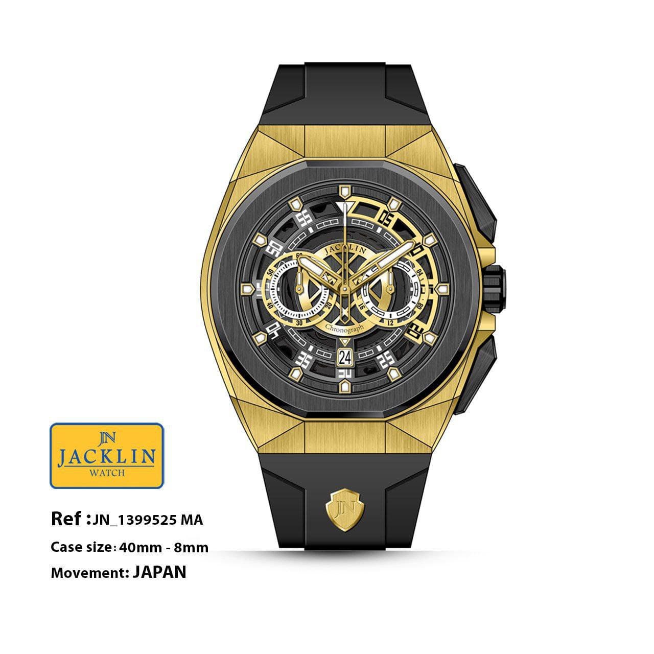 ساعت مردانه اسپرت اورجینال جَکلین مدل JN-1399525 موتور کوارتز ژاپن کیفیت عالی رنگ ثابت سایز 40 میلیمتر کرنوگراف کد 1924779