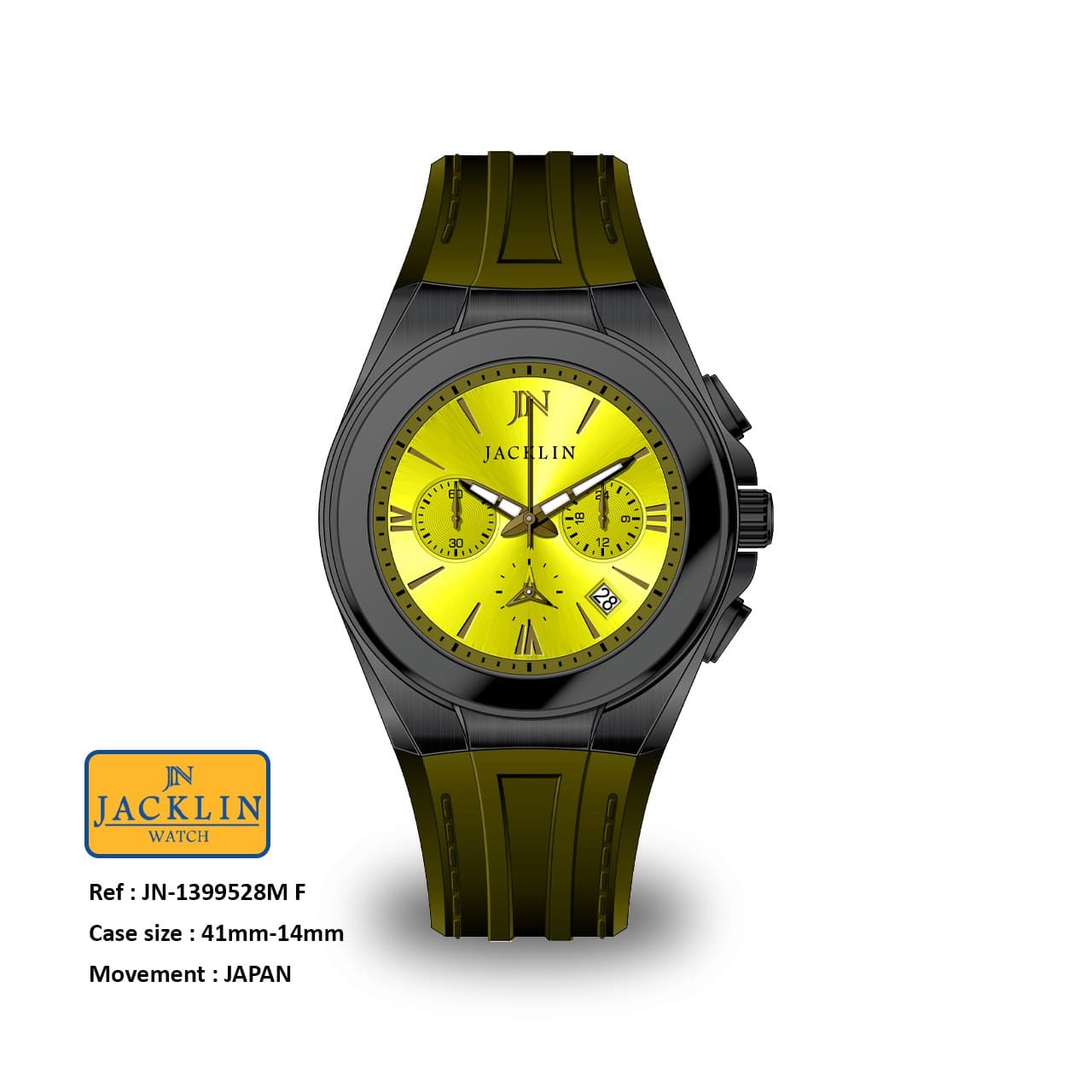 ساعت مردانه اسپرت اورجینال جَکلین مدل JN-1399528 موتور کوارتز ژاپن کیفیت عالی رنگ ثابت سایز 41 میلیمتر کرنوگراف کد 1924776 — تصویر ۳