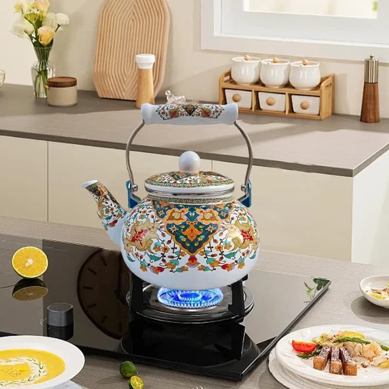 ست قوری کتری لعابی با طرح های زیبا TE2 ساخت ترکیه — تصویر ۸