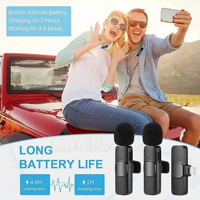 میکروفون یقه ای بی سیم K9 بسته 2 عددی — تصویر ۱۰