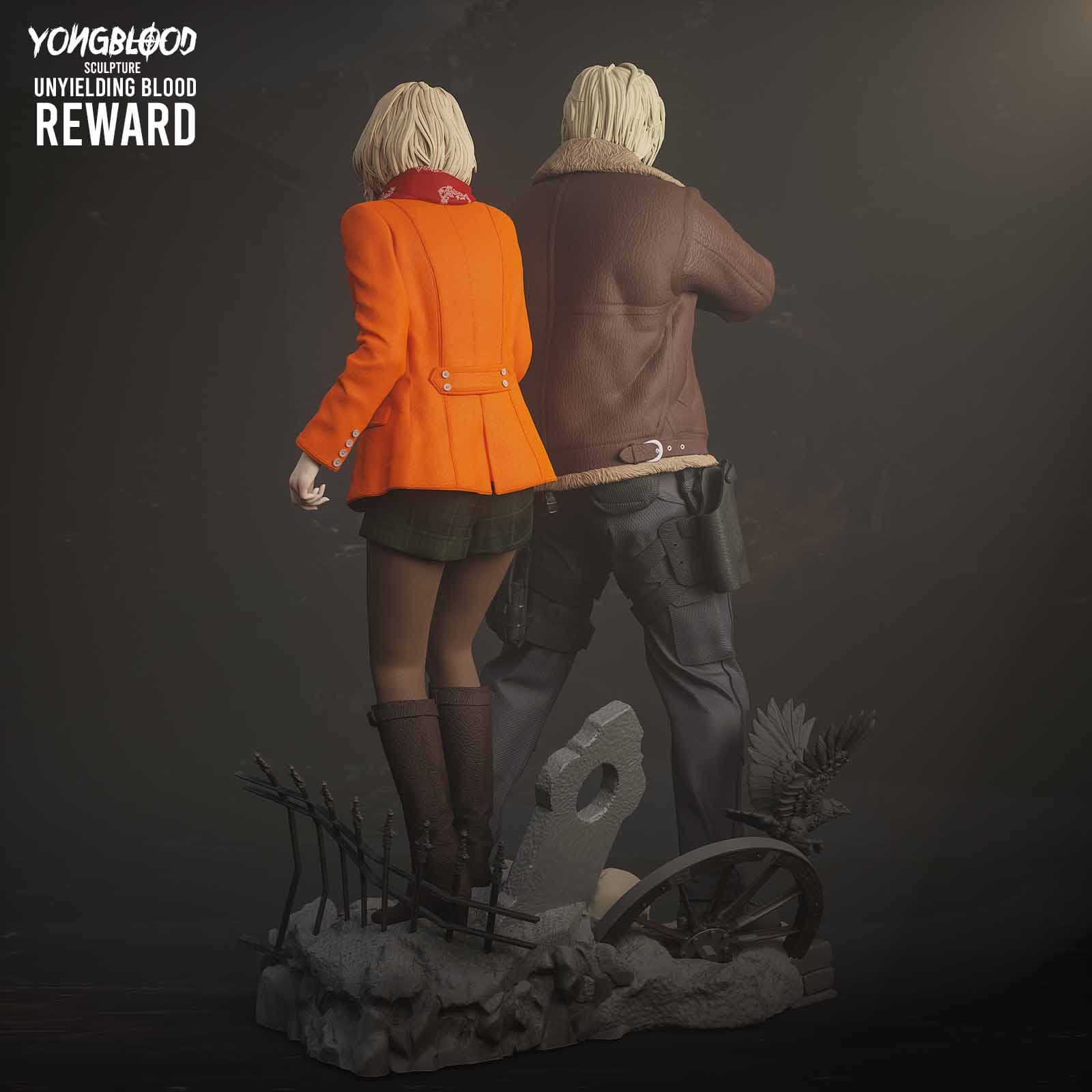 🧟♂️🔫 فیگور دیوراما لیون کندی و اشلی گراهام (Leon S. Kennedy & Ashley Graham) رزیدنت ایول ۴ ارتفاع ۴۰ سانتیمتر | جنس PLA+ — تصویر ۱۲