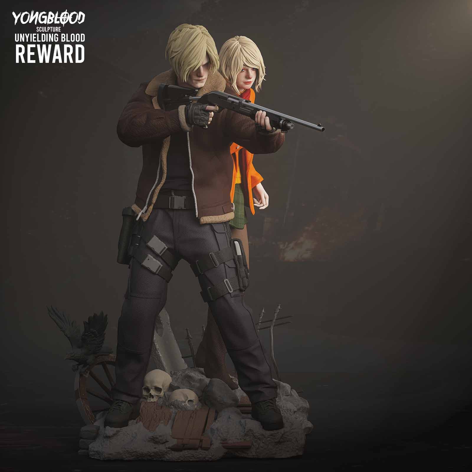 🧟♂️🔫 فیگور دیوراما لیون کندی و اشلی گراهام (Leon S. Kennedy & Ashley Graham) رزیدنت ایول ۴ ارتفاع ۴۰ سانتیمتر | جنس PLA+ — تصویر ۱۰