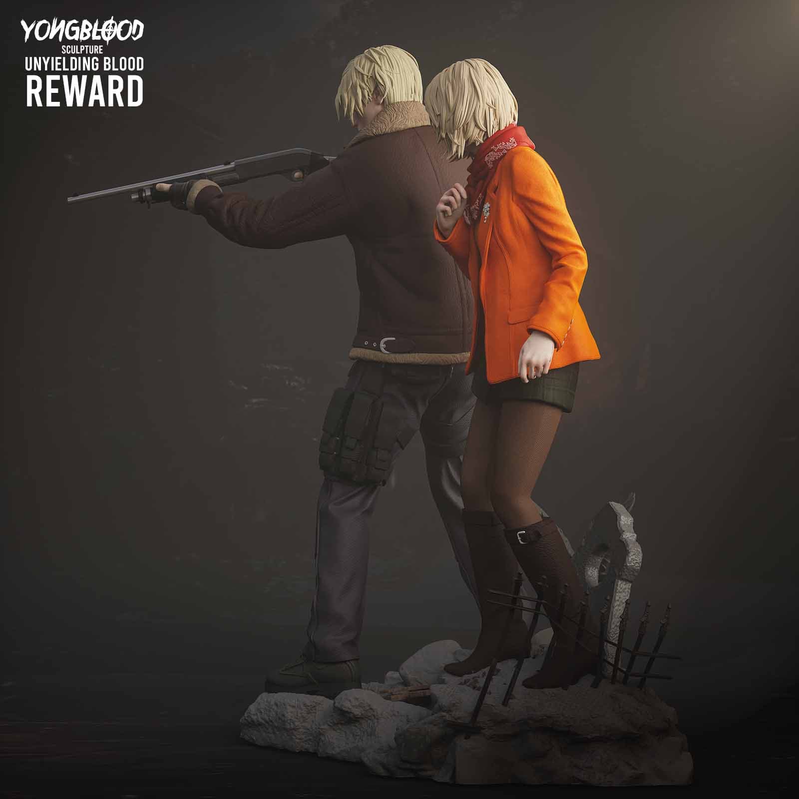 🧟♂️🔫 فیگور دیوراما لیون کندی و اشلی گراهام (Leon S. Kennedy & Ashley Graham) رزیدنت ایول ۴ ارتفاع ۴۰ سانتیمتر | جنس PLA+ — تصویر ۵