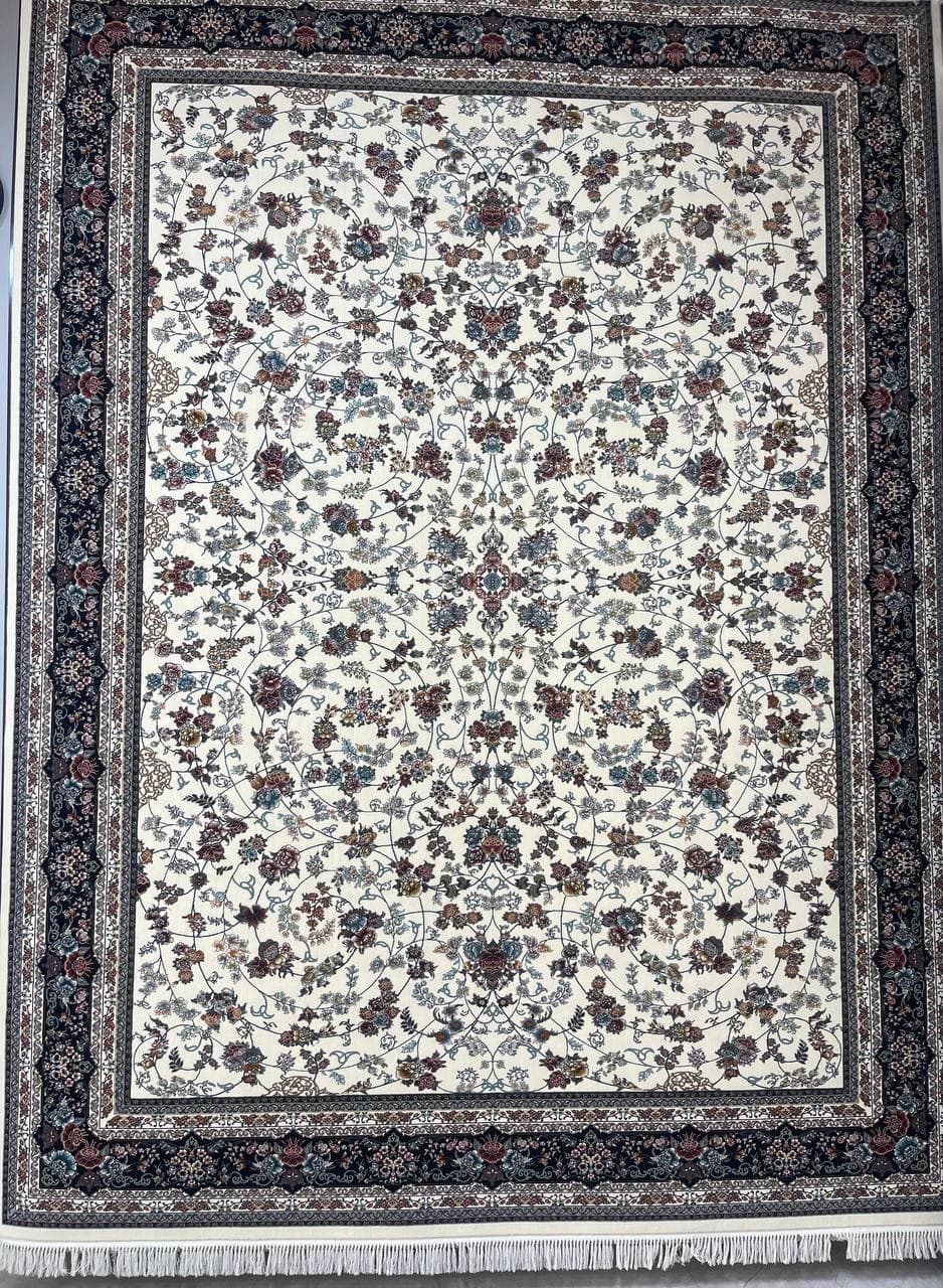 فرش مشهد 700 شانه تراکم 2550 طرح 722111D آبی تمام آکریلیک — تصویر ۴