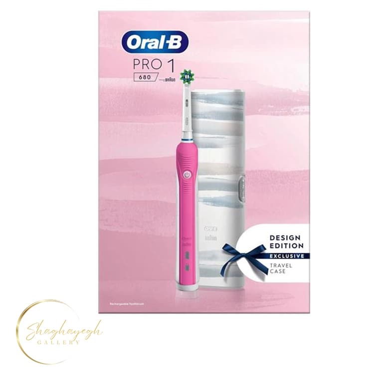 مسواک برقی پرو ۱ ۶۸۰ صورتی اورال بی Oral B Pro 1 680 Pink Design Edition Rechargeable Electric Toothbrush