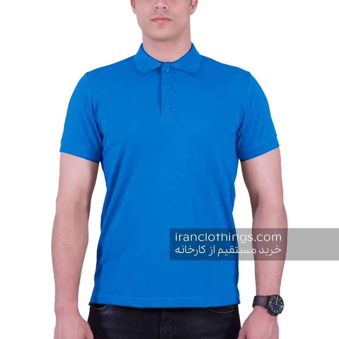 پولوشرت ساده مردانه آبی ایتالیایی — تصویر ۴