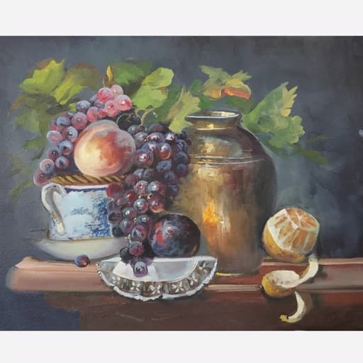 تابلو نقاشی رنگ روغن گل و میوه