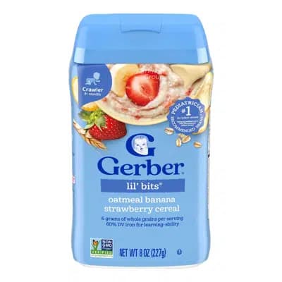 غذای کمکی جو دوسر موز و توت فرنگی گربر Gerber از ۸ ماهگی