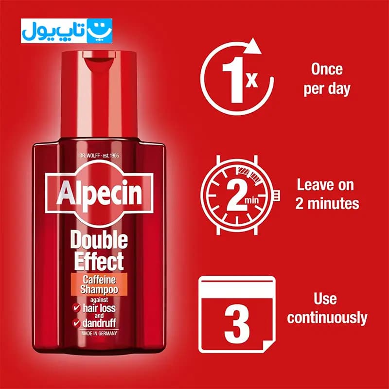 شامپو ضد ریزش و ضد شوره آلپسین Alpecin مدل Double Effect حجم 200 میلی لیتر — تصویر ۱۱