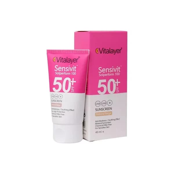 فلوئید ضدآفتاب +SPF50 پوست حساس بژ طبیعی ویتالیر 40 میلیلیتر Vitalayer — تصویر ۲