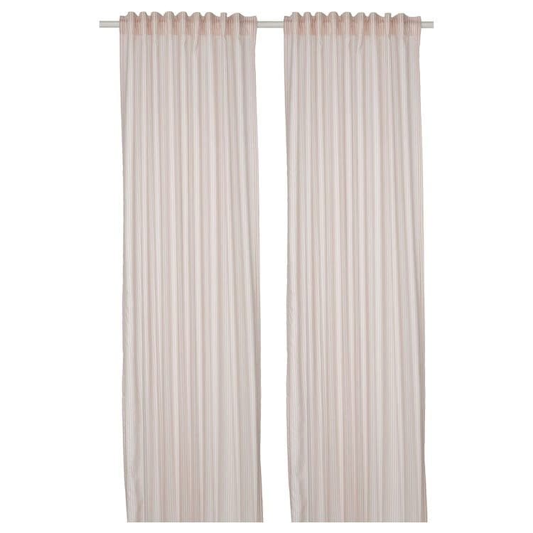 1 جفت پرده راه راه ایکیا BYMOTT، سفید/بژ، 120×300 سانتیمتر — تصویر ۶