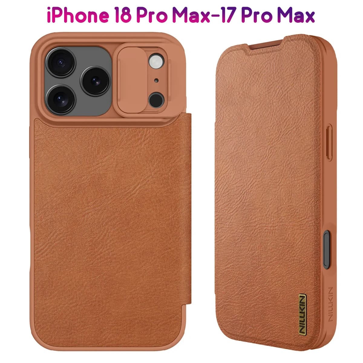 کیف چرمی محافظ دوربین دار iPhone 18 Pro Max مارک نیلکین مدل Qin Pro — تصویر ۱۱