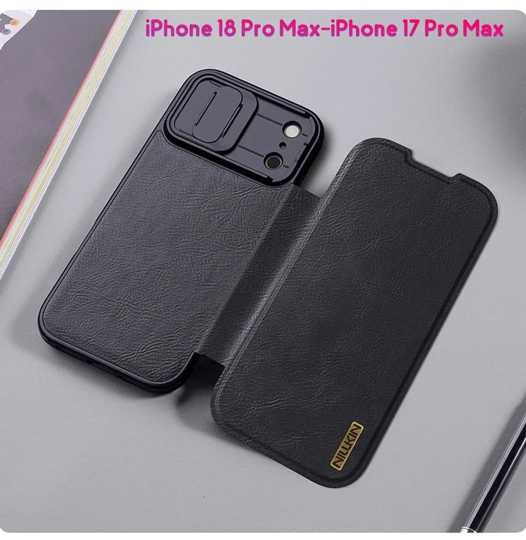 کیف چرمی محافظ دوربین دار iPhone 18 Pro Max مارک نیلکین مدل Qin Pro — تصویر ۵