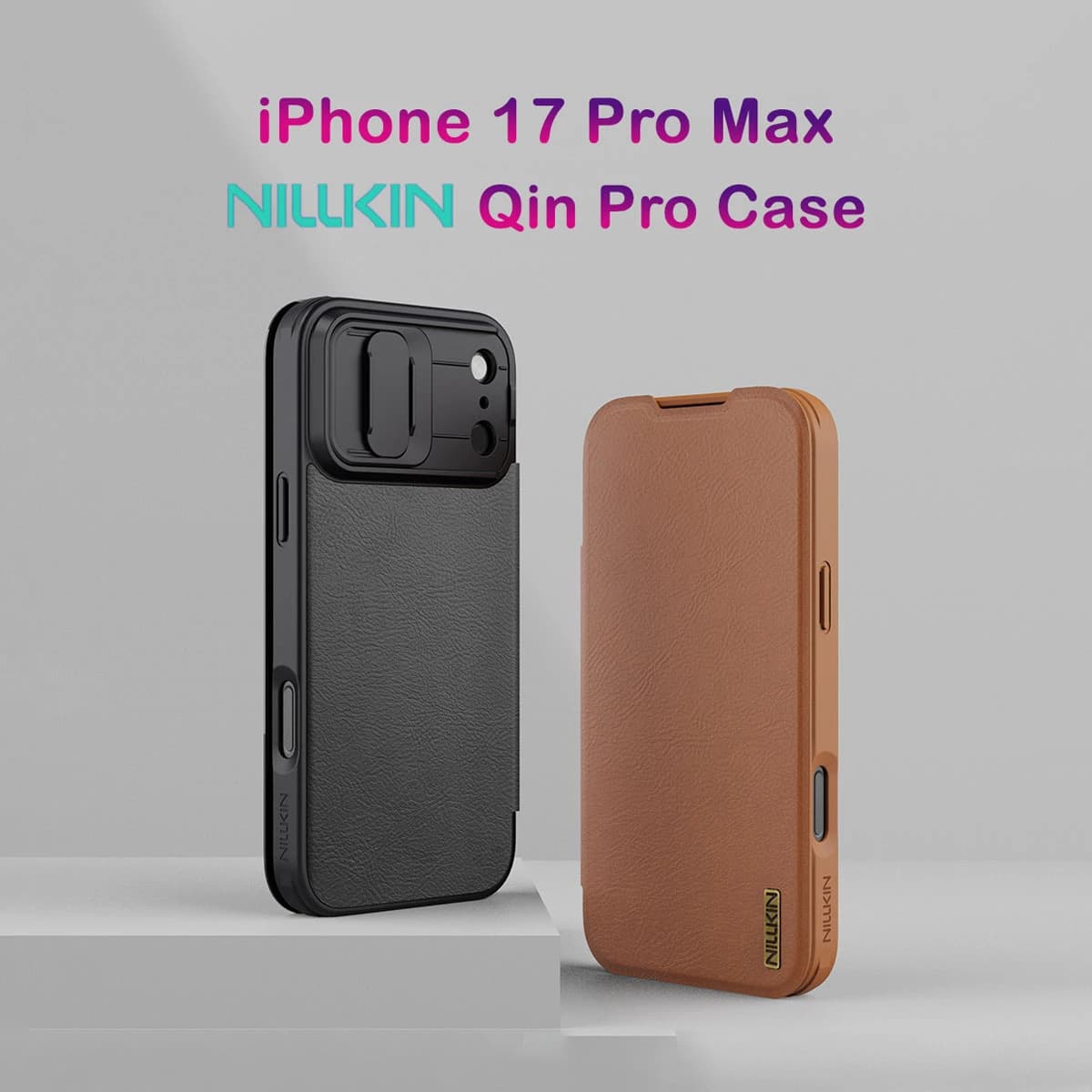 کیف چرمی محافظ دوربین دار iPhone 17 Pro Max مارک نیلکین مدل Qin Pro — تصویر ۹
