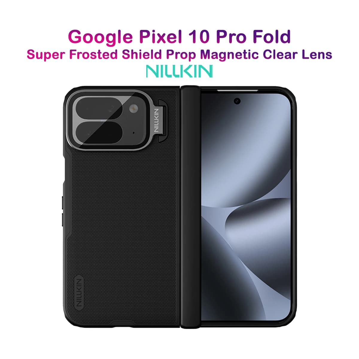 قاب مگنتی کمرا استند شفاف Google Pixel 10 Pro Fold مارک نیلکین مدل Super Frosted Shield Fold Magnetic — تصویر ۹