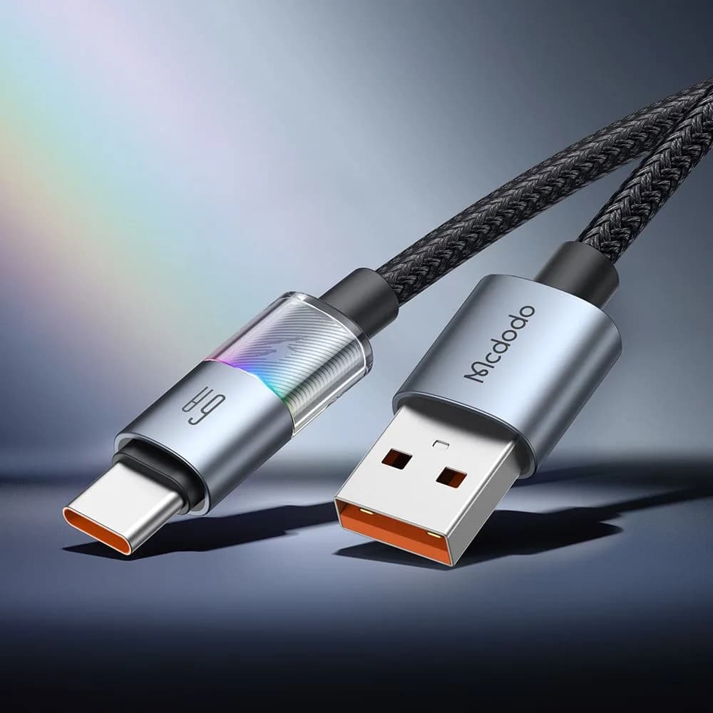 کابل شارژ 100وات 6آمپر USB-A به Type-C رقص نور دار 1.2 متر برند مک دودو مدل Mcdodo CA-8180 — تصویر ۴
