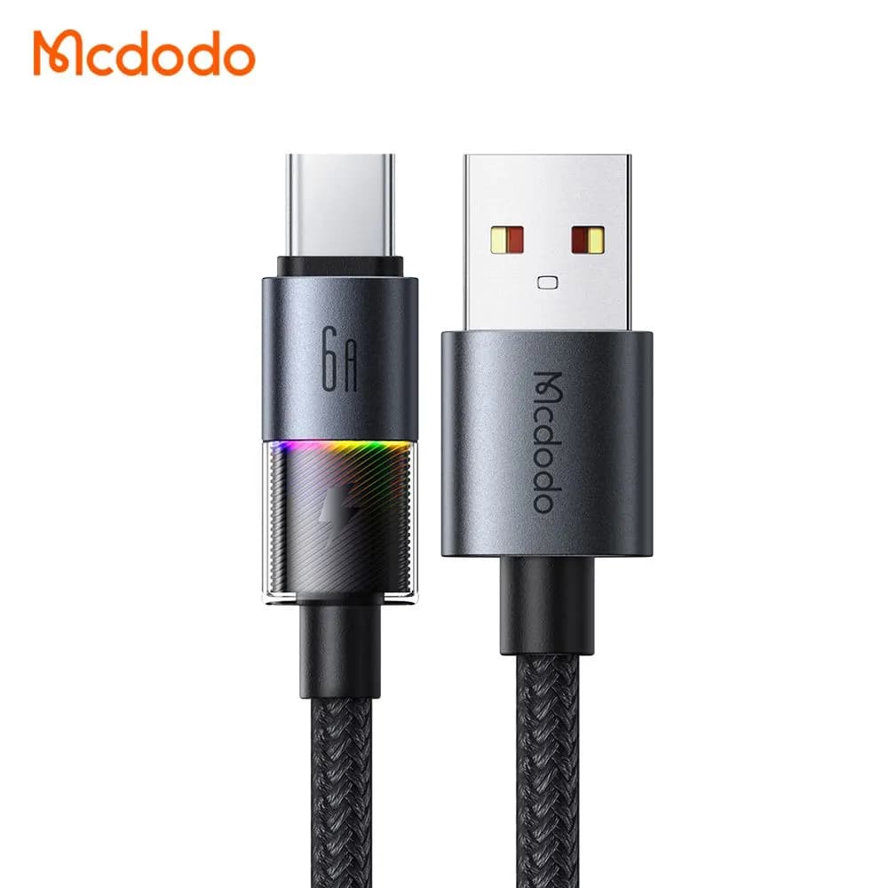 کابل شارژ 100وات 6آمپر USB-A به Type-C رقص نور دار 1.2 متر برند مک دودو مدل Mcdodo CA-8180 — تصویر ۵
